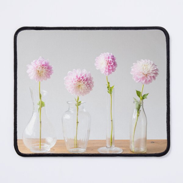 Item preview, Beautiful pink dahlias in glass vases designed and sold by Natalie Board.