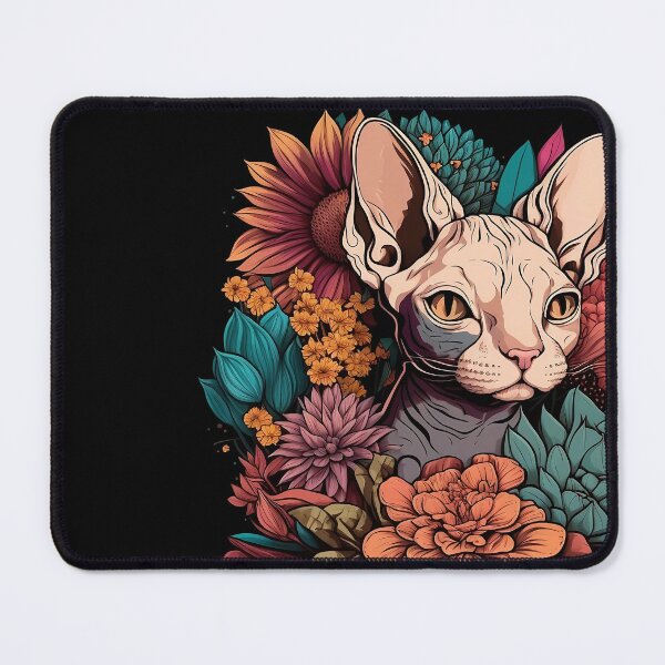 Item preview, Sphynx cat surrounded by flowers. designed and sold by paulo silveira.