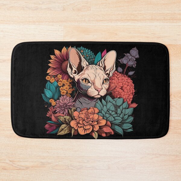Item preview, Sphynx cat surrounded by flowers. designed and sold by paulo silveira.