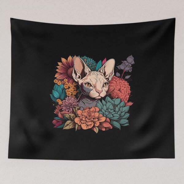 Item preview, Sphynx cat surrounded by flowers. designed and sold by paulo silveira.