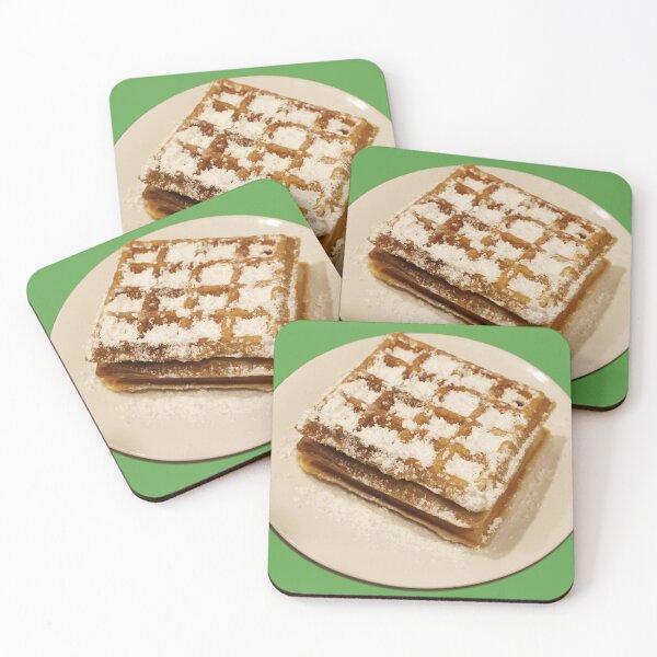 Item preview, Powdered Sugar Waffles on Plate (green background) designed and sold by HoorayDesigns.