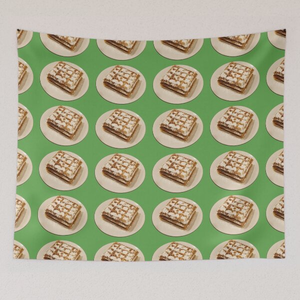 Item preview, Powdered Sugar Waffles on Plate (green background) designed and sold by HoorayDesigns.
