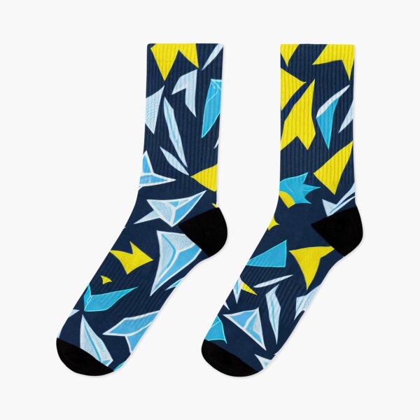 Item preview, contiuous abstract pattern of yellow and icy blue triangles. designed and sold by Gary Gable.