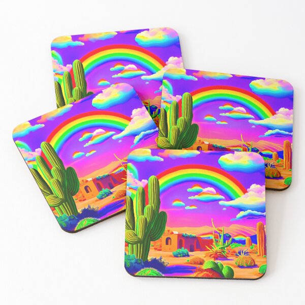 Item preview, Rainbows and Cacti Pop Art Landscape designed and sold by LaRoach Digital Arts.
