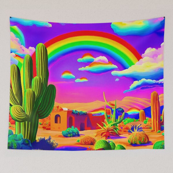 Item preview, Rainbows and Cacti Pop Art Landscape designed and sold by LaRoach Digital Arts.