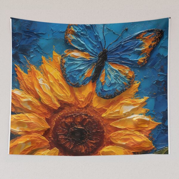 Item preview, Elegant Oil Painting of Butterfly on a Sunflower designed and sold by StickeryPickery.