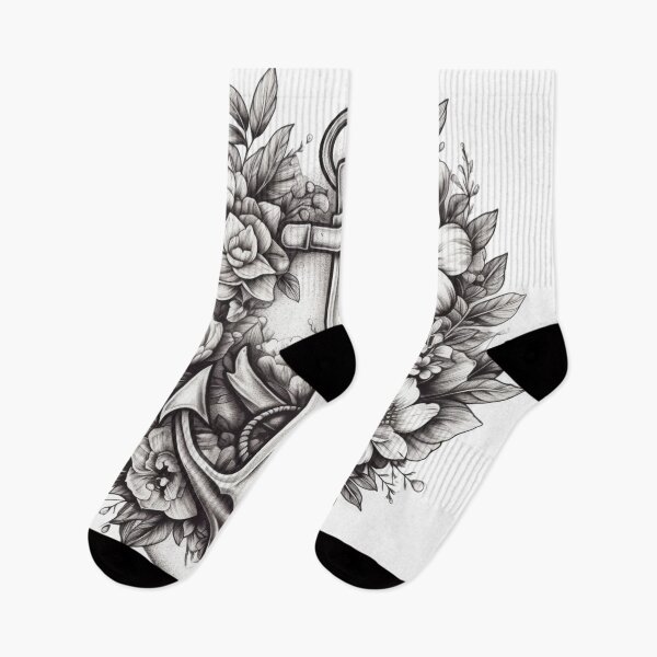 Item preview, Flash Tattoo Anchor Surrounded Flowers and Leaves designed and sold by amazingtraits.