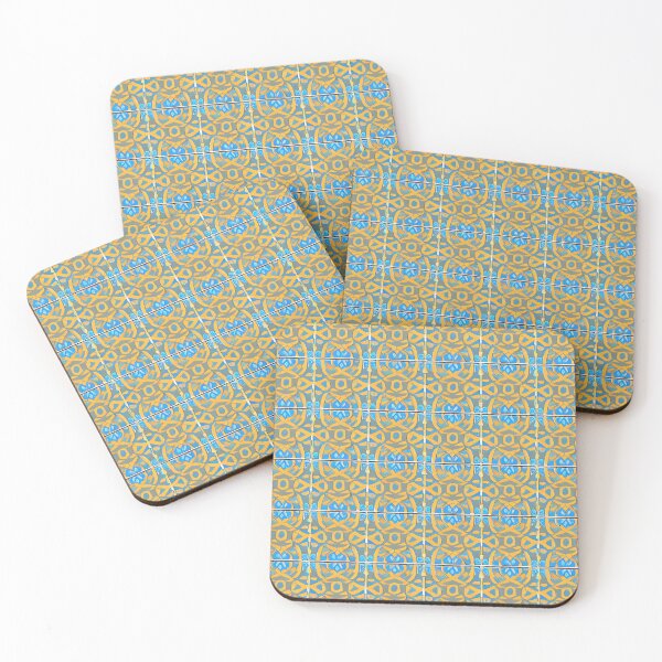 Item preview, Retro Tile Pattern Light Blue and Yellow shades designed and sold by RetroTile.