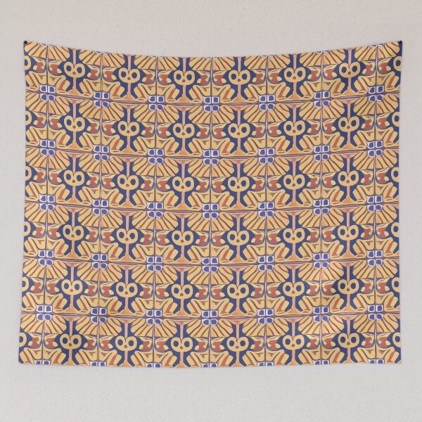 Item preview, Retro Tile Pattern Yellow, Brick orange, dark blue and little purple details designed and sold by RetroTile.