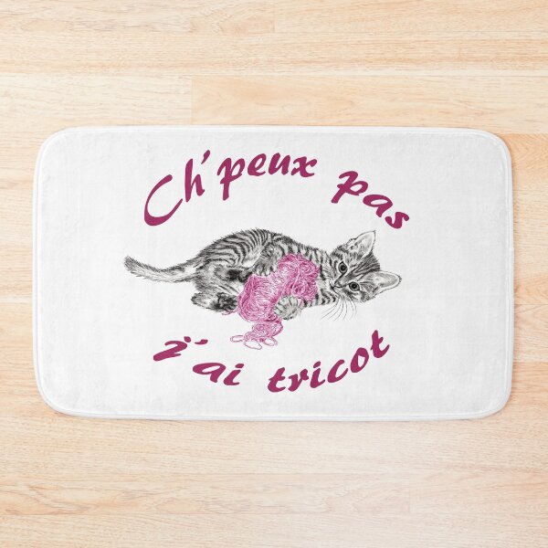 Item preview, Chaton à la pelota - graphite version and colorized pink, text in French designed and sold by SylvieG18.