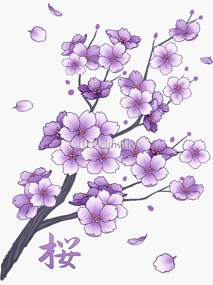 Sticker for Sale avec l'œuvre « Chute de fleurs de cerisier Sakura