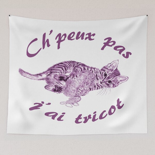 Item preview, Chaton à la pelota - purple colorized version, text in French designed and sold by SylvieG18.