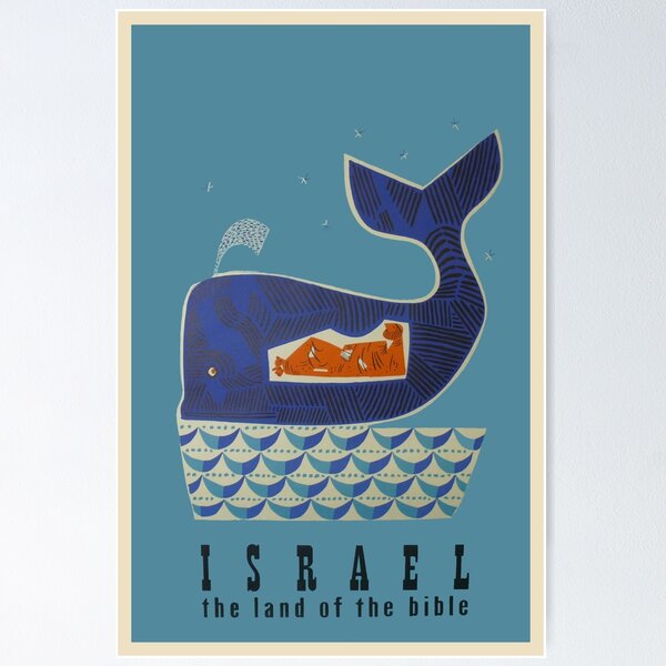 Artikel-Vorschau von Jonas und der Wal, Israel Vintages Reise-Plakat, designt und verkauft von vintagevivian.