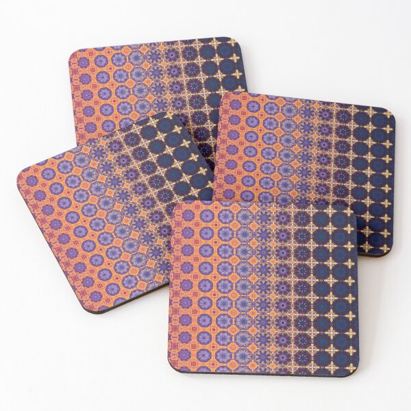Item preview, Aztec like design pattern with floral images going from orange to dark blue with hints of gold and purple. designed and sold by MimsTees.