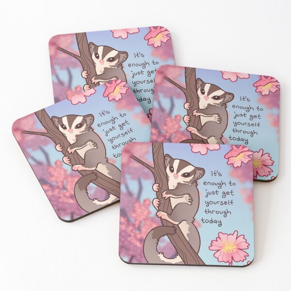 Item preview, "It's Enough to Just Get Yourself Through Today" Cherry Blossom Sugar Glider designed and sold by thelatestkate.