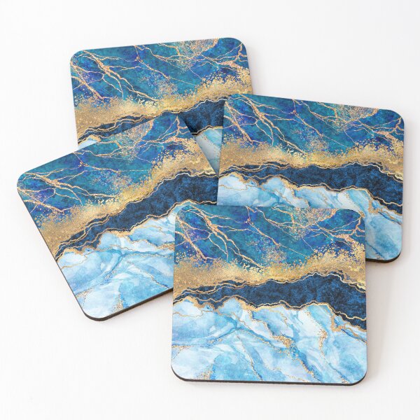 Item preview, Blue & Gold Watercolor Abstract Art designed and sold by EscapistDecor.