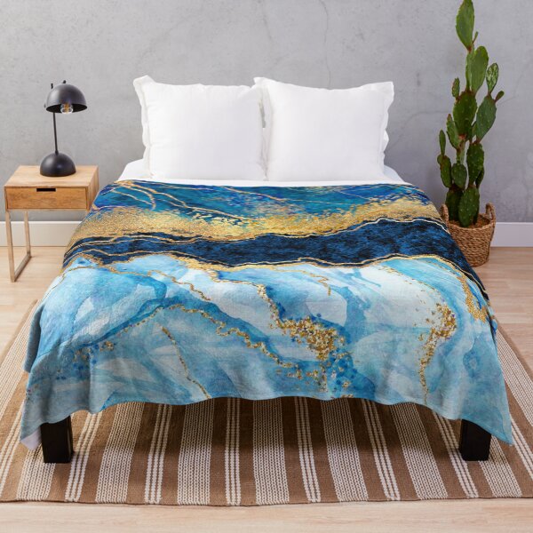 Item preview, Blue & Gold Watercolor Abstract Art designed and sold by EscapistDecor.