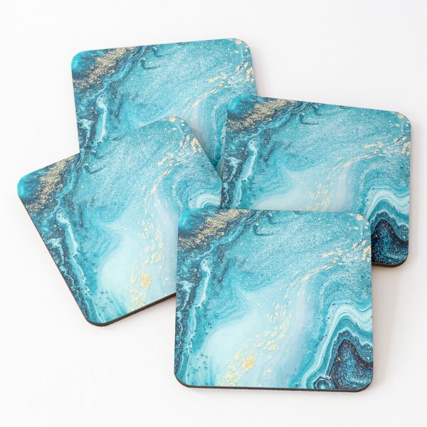 Item preview, Blue & Gold Ocean Tides Abstract Art designed and sold by EscapistDecor.