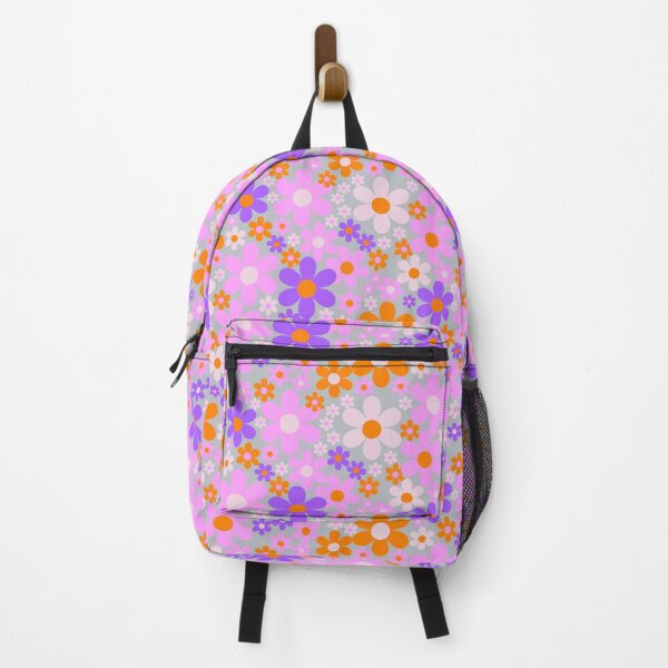 Item preview, Luscious flower power - retro florals straight from the 1970s with a colour update - pink, purple, grey and orange. designed and sold by BlackDogArtists.