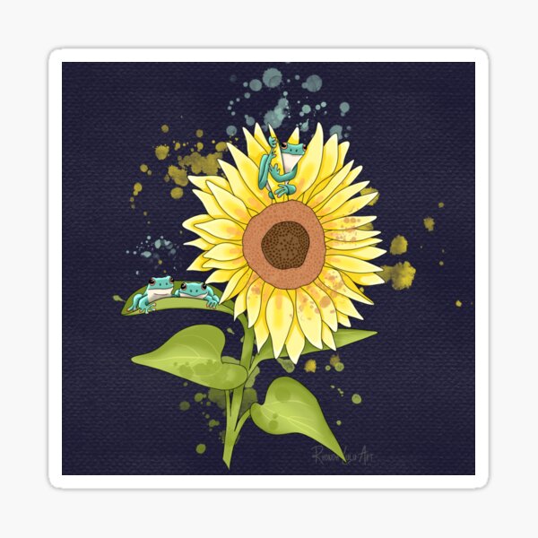 Sunflower and Frogs Sticker