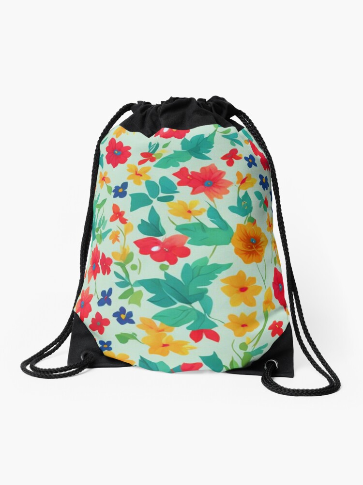Waterproof Canvas Drawstring Backpack with Floral on Grey – Blue Calla  Patterns
