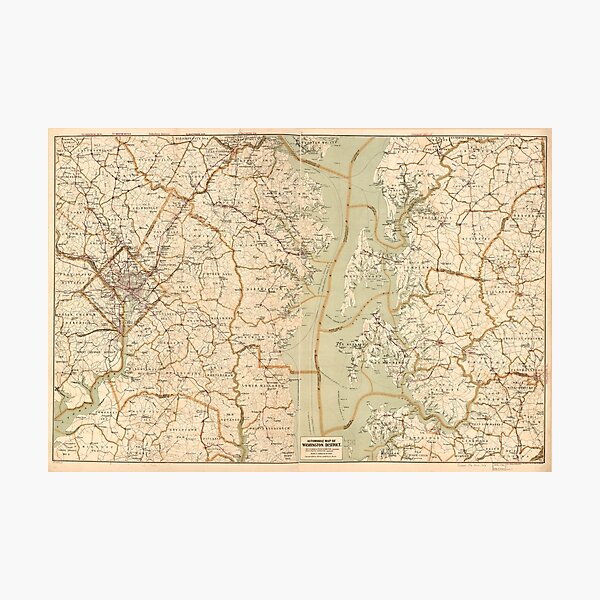 Item preview, Automobile Map of Washington District (1909) designed and sold by allhistory.