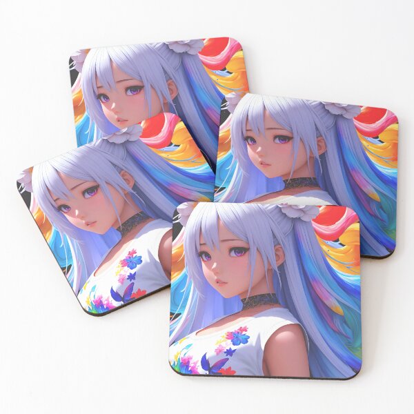 Item preview, Anime girl with long hair and a rainbow on her head  designed and sold by Reza Azi.