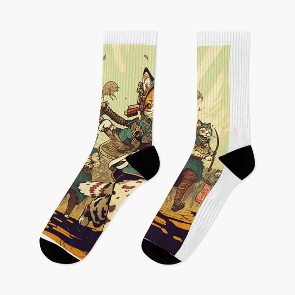 Item preview, Ukiyo-e style Cat warrior heroic charge designed and sold by JCatDesign.