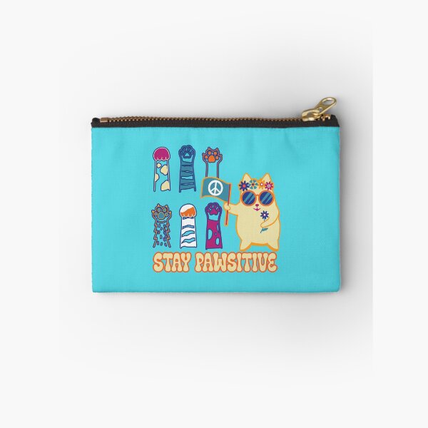 Item preview, Stay Pawsitive Hippy Kitty Cat with Peace Sign Banner, Flowers and Sunglasses designed and sold by JoyOfHopeStore.