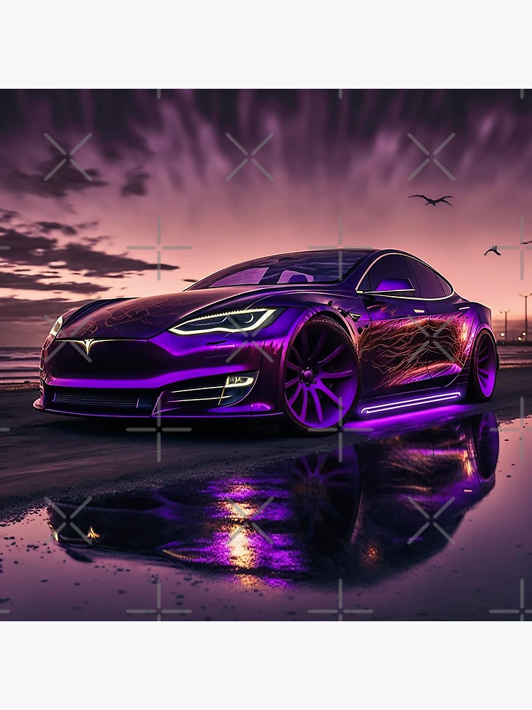 Purple Tesla Neon Dream Sticker for Sale by Nathan Engquist