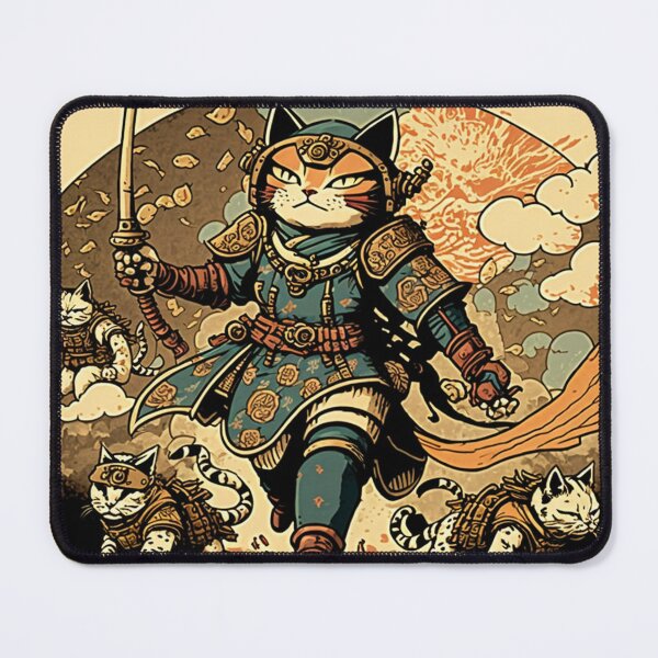 Item preview, Ircon Clad Ukiyo-e style Cat warrior heroic charge designed and sold by JCatDesign.