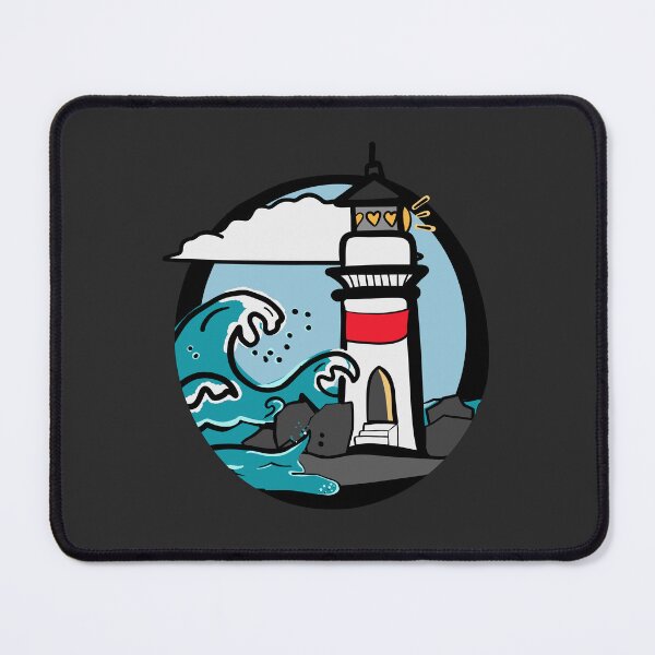 Item preview, Lighthouse with waves crashing against rocks designed and sold by StateOfDaisy.