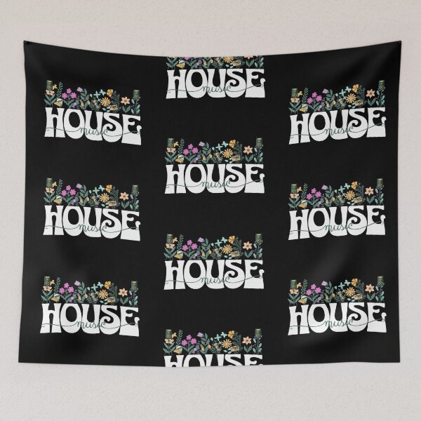 Item preview, HOUSE MUSIC  - In Full Bloom (white/pink/green) designed and sold by Discothreadz.