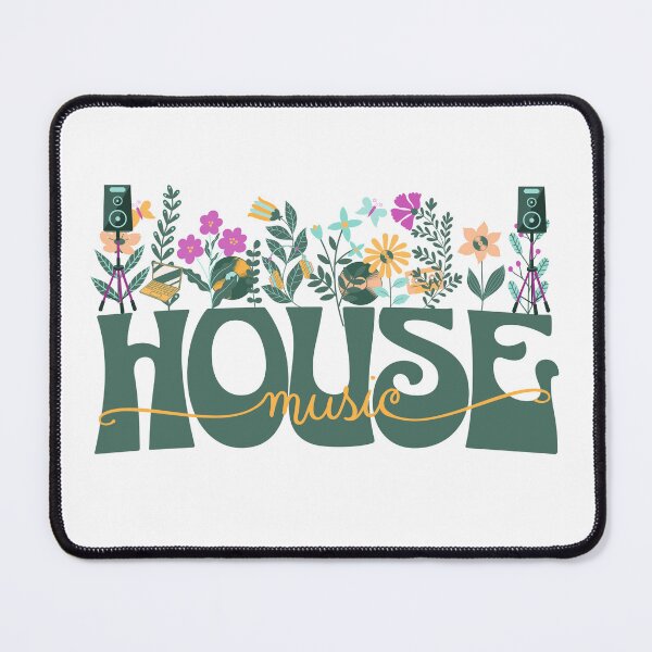 Item preview, HOUSE MUSIC - In Full Bloom (dark green/pink/yellow) designed and sold by Discothreadz.