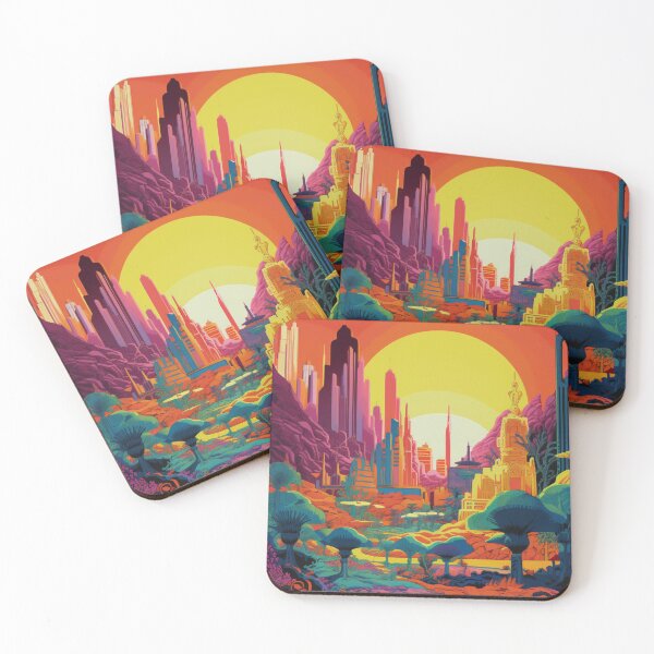 Item preview, Colorful Digital City Scape designed and sold by PostersForUs.