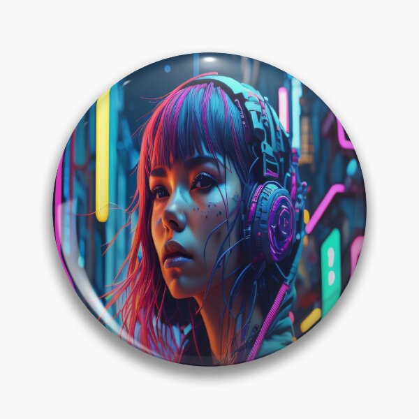 Item preview, Amazing colorful girl in cyberpunk city illustration designed and sold by shadowartsss.