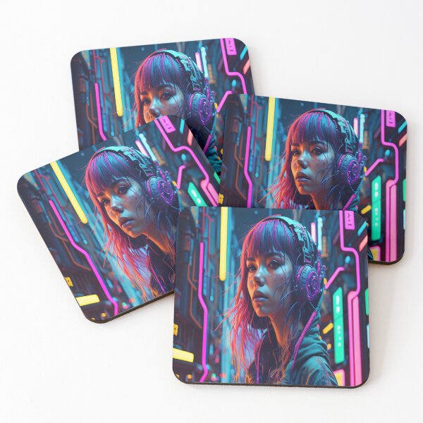 Item preview, Amazing colorful girl in cyberpunk city illustration designed and sold by shadowartsss.