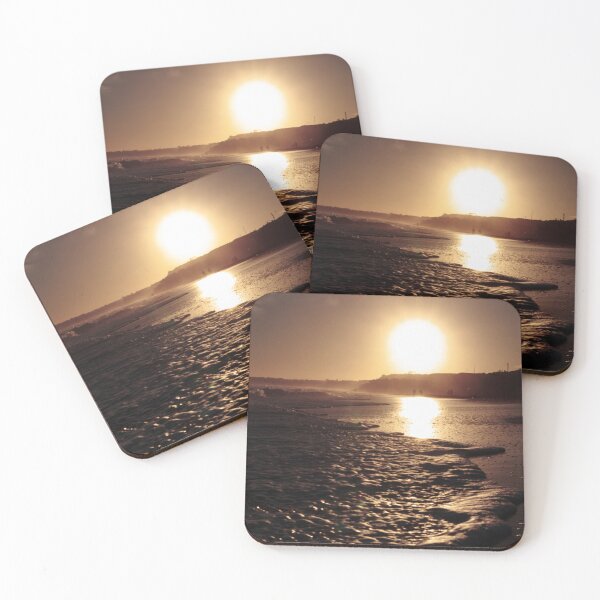 Item preview, Sunset at Mar del Plata's beach, color digital photo. Golden hour afternoon with sea, sun, foam and sky. designed and sold by nachodramis.
