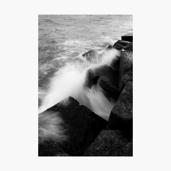 Item preview, Waves crushing on the rocks. High contrast black and white movement photography. designed and sold by nachodramis.