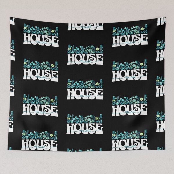Item preview, HOUSE MUSIC  - In Full Bloom (white/lime/blue) designed and sold by Discothreadz.