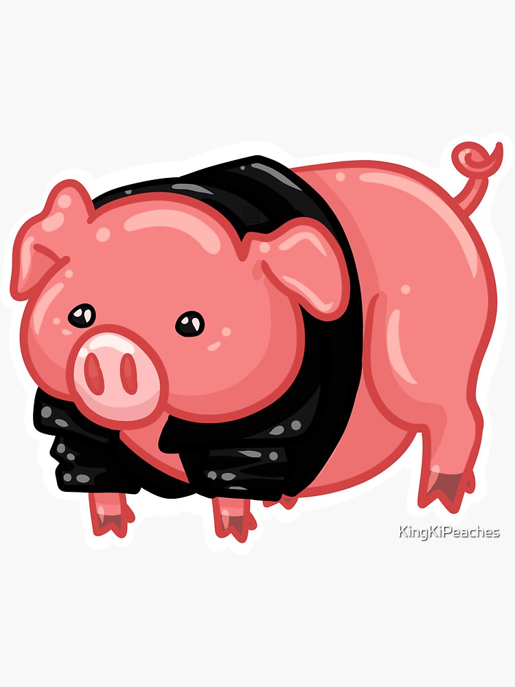 cerdito en una chaqueta de cuero Pegatina