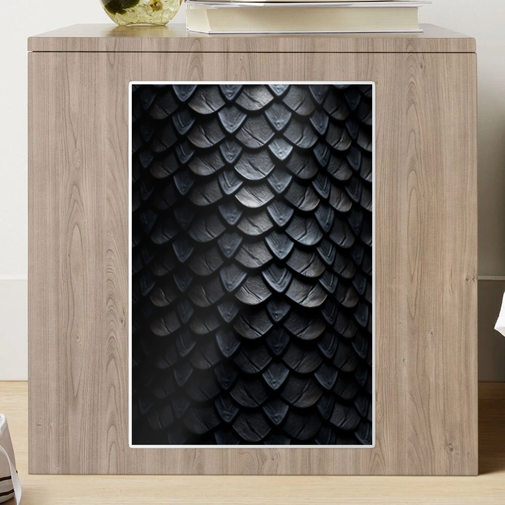 Black Dragonscale Pattern - Dragonskin Texture Sticker for Sale by  PatternWonders