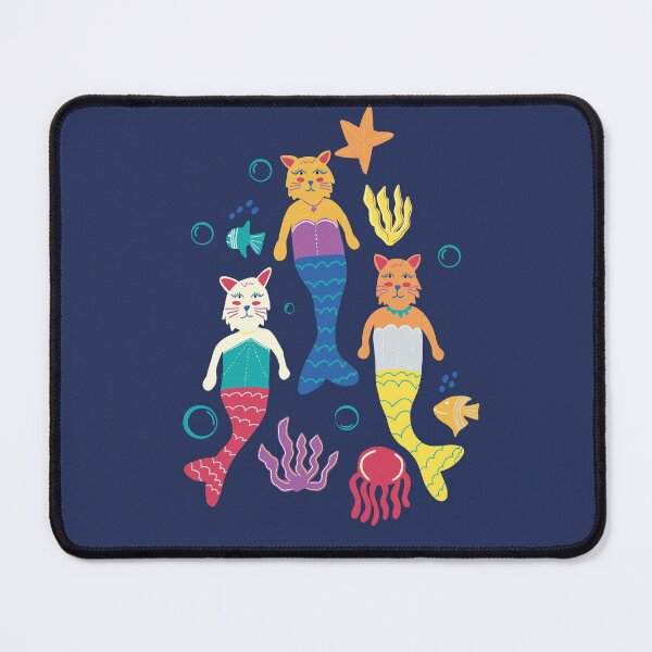 Item preview, Navy Blue Cat Mermaids Sea Fish  designed and sold by Lozzie Eliza Designs.
