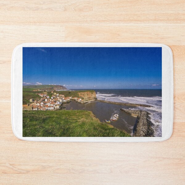 Item preview, Staithes Clifftop View of village and harbour designed and sold by MichaelBShannon.