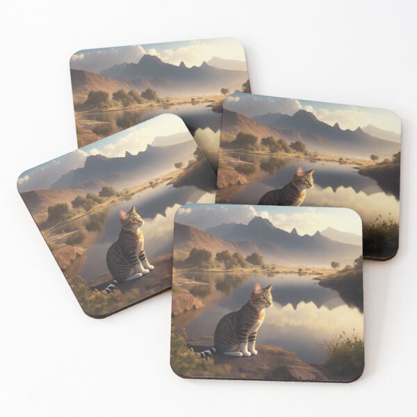 Item preview, Cat sitting next to lake designed and sold by Maryam Gulamova.