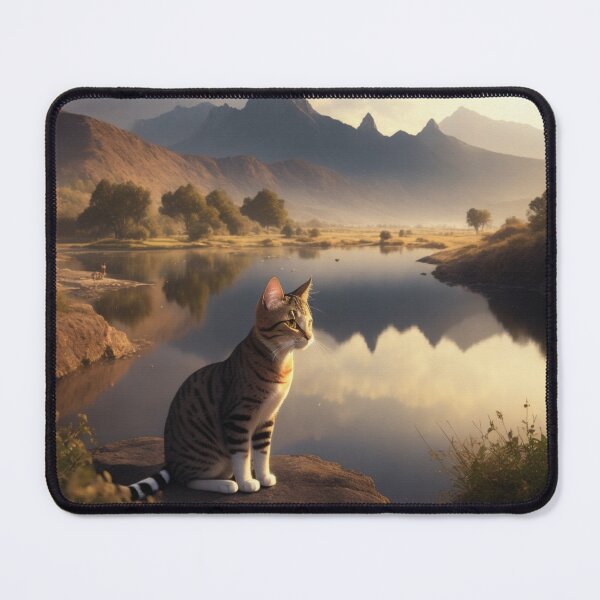 Item preview, Cat sitting next to lake designed and sold by Maryam Gulamova.