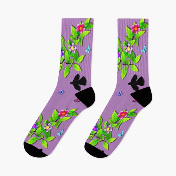 Item preview, Pattern. Black Morph Fantails, Butterflies and Floral Vine. Bird Species of New Zealand designed and sold by KC Morcom.
