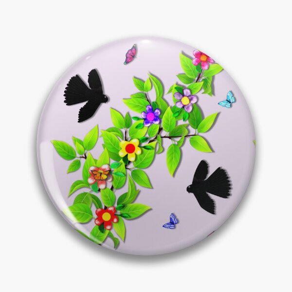 Item preview, Pattern. Black Morph Fantails, Butterflies and Floral Vine  designed and sold by KC Morcom.