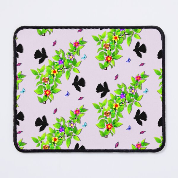 Item preview, Pattern. Black Morph Fantails, Butterflies and Floral Vine  designed and sold by KC Morcom.