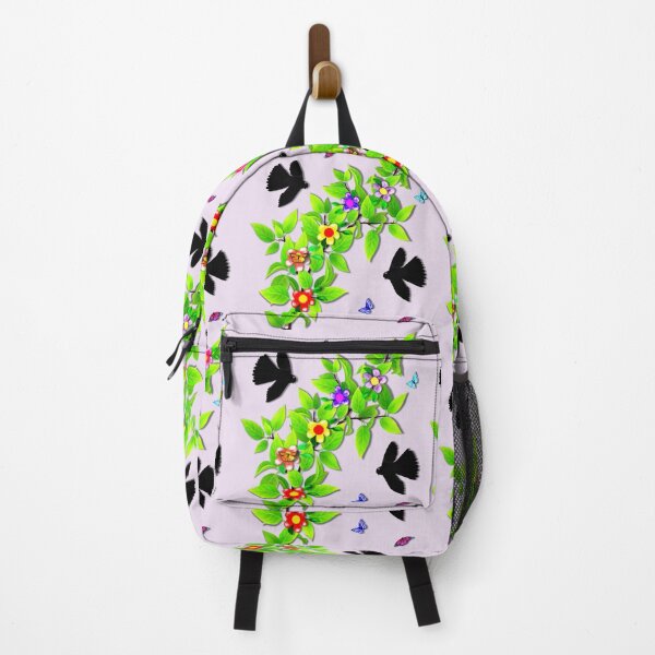 Item preview, Pattern. Black Morph Fantails, Butterflies and Floral Vine designed and sold by KC Morcom.